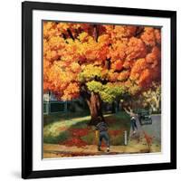 "Tossing the Football", October 27, 1956-John Falter-Framed Giclee Print