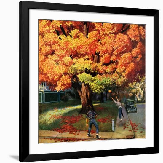 "Tossing the Football", October 27, 1956-John Falter-Framed Giclee Print