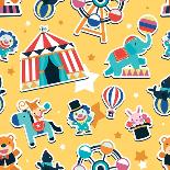 Lovely Circus Collection Seamless Isolated over Grey-Totallypic-Stretched Canvas