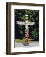 Totem in Stanley Park, Vancouver, British Columbia, Canada-Robert Harding-Framed Photographic Print