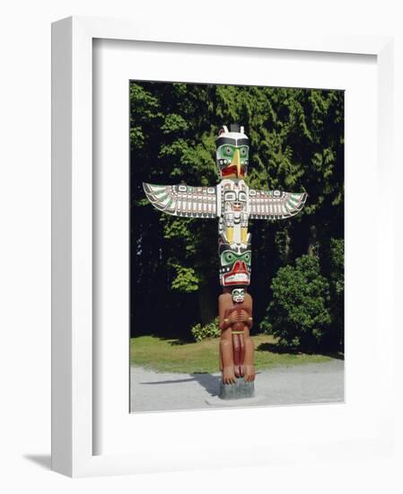 Totem in Stanley Park, Vancouver, British Columbia, Canada-Robert Harding-Framed Photographic Print