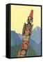 Totem Pole and Mountains-null-Framed Stretched Canvas