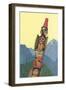 Totem Pole and Mountains-null-Framed Giclee Print