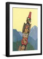 Totem Pole and Mountains-null-Framed Giclee Print