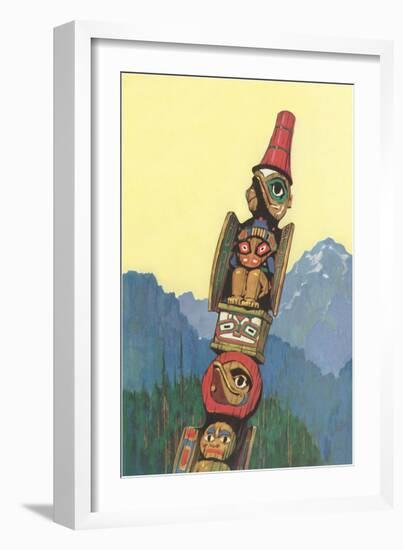 Totem Pole and Mountains-null-Framed Giclee Print