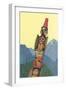 Totem Pole and Mountains-null-Framed Giclee Print