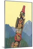 Totem Pole and Mountains-null-Mounted Giclee Print