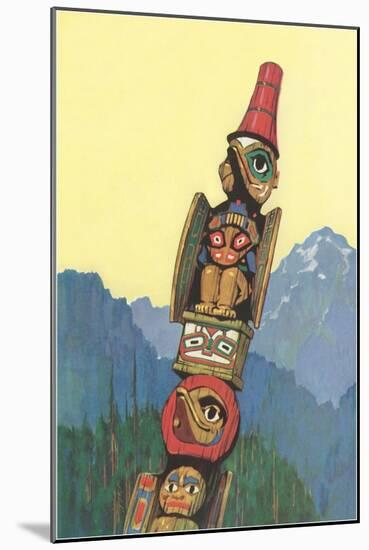 Totem Pole and Mountains-null-Mounted Giclee Print