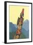 Totem Pole and Mountains-null-Framed Giclee Print