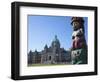 Totem Pole and Parliament Building, Victoria, Vancouver Island, British Columbia, Canada, North Ame-Martin Child-Framed Photographic Print