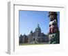 Totem Pole and Parliament Building, Victoria, Vancouver Island, British Columbia, Canada, North Ame-Martin Child-Framed Photographic Print