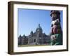 Totem Pole and Parliament Building, Victoria, Vancouver Island, British Columbia, Canada, North Ame-Martin Child-Framed Photographic Print