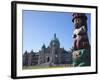 Totem Pole and Parliament Building, Victoria, Vancouver Island, British Columbia, Canada, North Ame-Martin Child-Framed Photographic Print