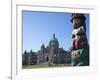 Totem Pole and Parliament Building, Victoria, Vancouver Island, British Columbia, Canada, North Ame-Martin Child-Framed Photographic Print