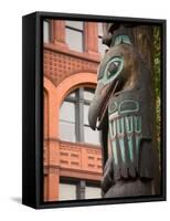 Totem Pole and Pioneer Building at Historic Pioneer Square, Seattle, Washington, USA-Jamie & Judy Wild-Framed Stretched Canvas