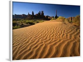 Totem Pole and Sand Springs, Monument Valley Tribal Park, Arizona, USA-Lee Frost-Framed Photographic Print