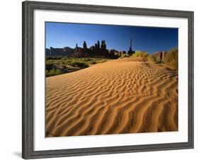 Totem Pole and Sand Springs, Monument Valley Tribal Park, Arizona, USA-Lee Frost-Framed Photographic Print