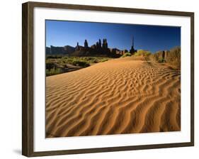 Totem Pole and Sand Springs, Monument Valley Tribal Park, Arizona, USA-Lee Frost-Framed Photographic Print