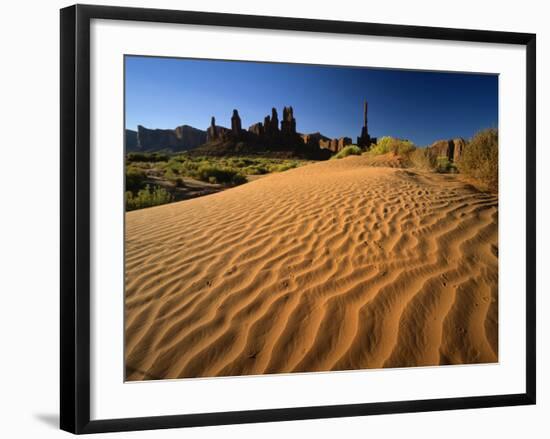 Totem Pole and Sand Springs, Monument Valley Tribal Park, Arizona, USA-Lee Frost-Framed Photographic Print