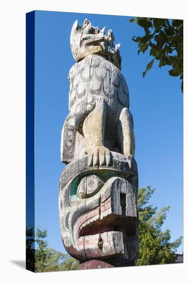 Totem Pole at Umista Cultural Centre, Alert Bay, British Columbia, Canada, North America-Michael DeFreitas-Stretched Canvas