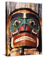Totem Pole Detail, Duncan, Vancouver Island, BC, Canada-Walter Bibikow-Stretched Canvas