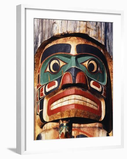 Totem Pole Detail, Duncan, Vancouver Island, BC, Canada-Walter Bibikow-Framed Premium Photographic Print