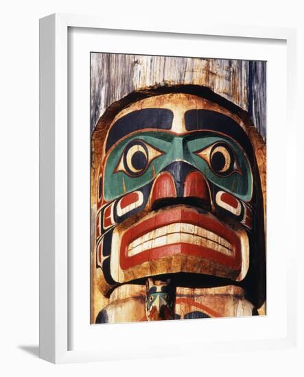 Totem Pole Detail, Duncan, Vancouver Island, BC, Canada-Walter Bibikow-Framed Photographic Print