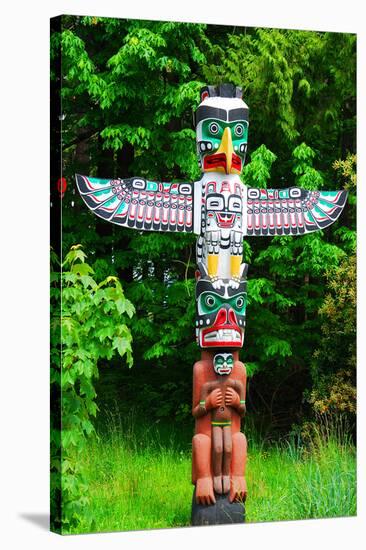 Totem Pole in Stanley Park-null-Stretched Canvas