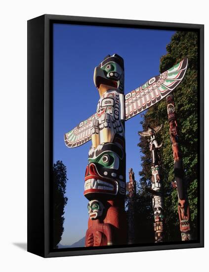 Totem Pole,Stanley Park, Vancouver, Canada-Walter Bibikow-Framed Stretched Canvas