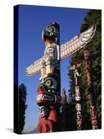 Totem Pole,Stanley Park, Vancouver, Canada-Walter Bibikow-Stretched Canvas