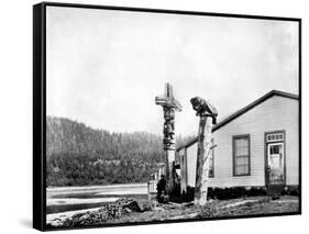 Totem Poles, Alaska, USA, 1893-John L Stoddard-Framed Stretched Canvas