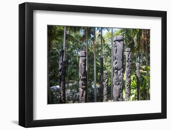 Totem poles from the Sepik River, Botanical Garden, Port Moresby, Papua New Guinea, Pacific-Michael Runkel-Framed Photographic Print