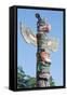Totem Poles in Cemetery in Alert Bay, British Columbia, Canada, North America-Michael DeFreitas-Framed Stretched Canvas
