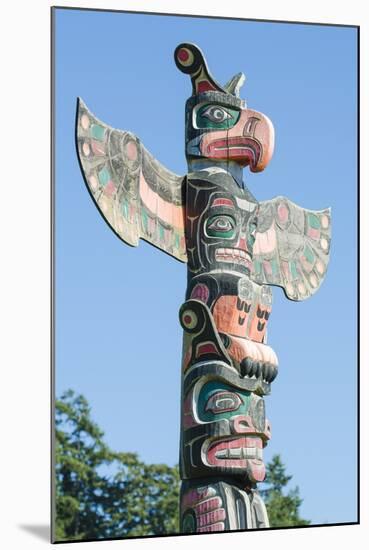 Totem Poles in Cemetery in Alert Bay, British Columbia, Canada, North America-Michael DeFreitas-Mounted Photographic Print