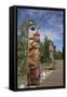 Totem Poles with Beaver Image in the Foreground-Richard Maschmeyer-Framed Stretched Canvas
