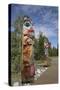 Totem Poles with Beaver Image in the Foreground-Richard Maschmeyer-Stretched Canvas