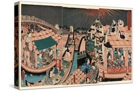 Toto Ryogokubashi Kawabiraki Han'Ei Zu-Utagawa Toyokuni-Stretched Canvas