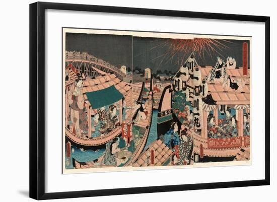 Toto Ryogokubashi Kawabiraki Han'Ei Zu-Utagawa Toyokuni-Framed Giclee Print