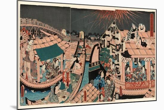 Toto Ryogokubashi Kawabiraki Han'Ei Zu-Utagawa Toyokuni-Mounted Giclee Print