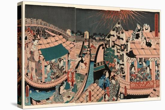 Toto Ryogokubashi Kawabiraki Han'Ei Zu-Utagawa Toyokuni-Stretched Canvas