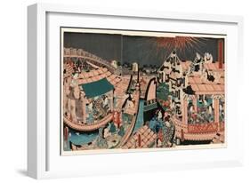 Toto Ryogokubashi Kawabiraki Han'Ei Zu-Utagawa Toyokuni-Framed Giclee Print