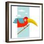 Toucan Bird with Big Beak Sitting. Colorful Cartoon Exotic Red Bird. Vector Illustration Eps8-Popmarleo-Framed Art Print