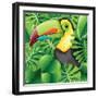 Toucan in the Green Bush Illustration-Daniel Cole-Framed Art Print