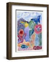 Toucan with Blue Beetle, 2010-Louise Belanger-Framed Giclee Print