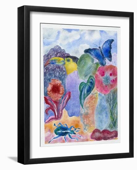 Toucan with Blue Beetle, 2010-Louise Belanger-Framed Giclee Print