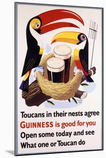 Toucans in their Nests Agree Guinness Is Good for You, 1957 (Lithograph in Colours)-null-Mounted Premium Giclee Print