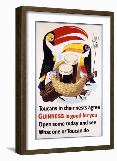 Toucans in their Nests Agree Guinness Is Good for You, 1957 (Lithograph in Colours)-null-Framed Giclee Print