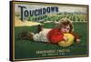 Touchdown Brand - Los Angeles, California - Citrus Crate Label-Lantern Press-Framed Stretched Canvas