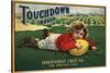 Touchdown Brand - Los Angeles, California - Citrus Crate Label-Lantern Press-Stretched Canvas