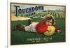 Touchdown Brand - Los Angeles, California - Citrus Crate Label-Lantern Press-Framed Art Print